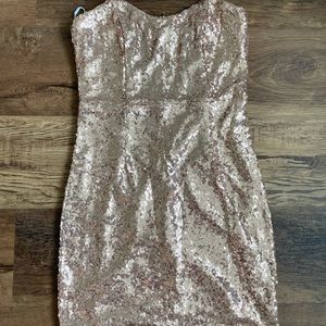 Gold Sparkly Sequin Dress - Bodycon Mini Dress
